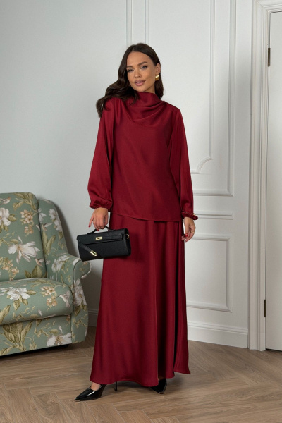 Блуза, юбка DAVA 2236 бордовый - фото 1