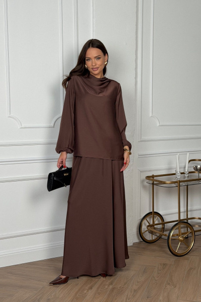 Блуза, юбка DAVA 2236 шоколадный - фото 1