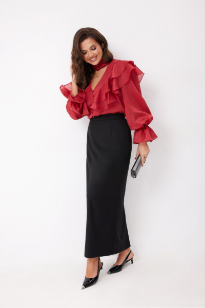 Блуза, юбка ElPaiz 1313 черный+бордо - фото 1