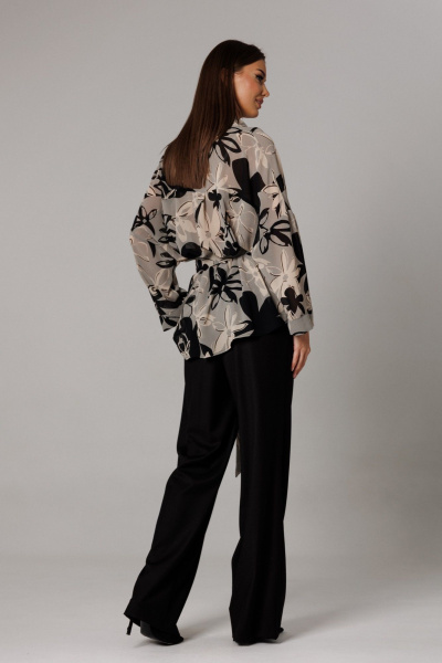 Блуза, брюки Ларс Стиль 1166 черный-серый - фото 3