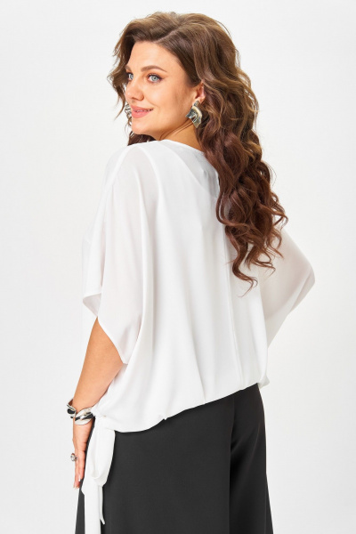 Блуза, брюки, топ ANASTASIA MAK 1287 черный+молочный - фото 11