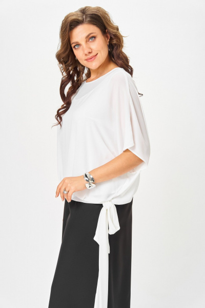 Блуза, брюки, топ ANASTASIA MAK 1287 черный+молочный - фото 9