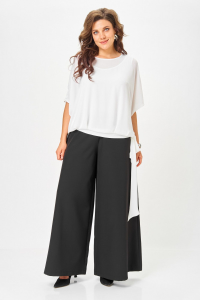 Блуза, брюки, топ ANASTASIA MAK 1287 черный+молочный - фото 1