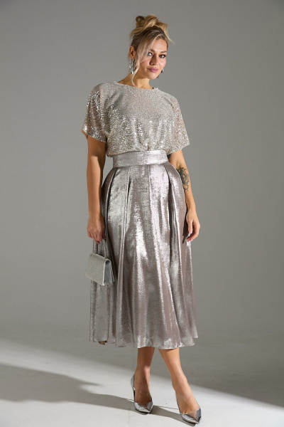 Платье LM М76 бежевый_шиммер - фото 1