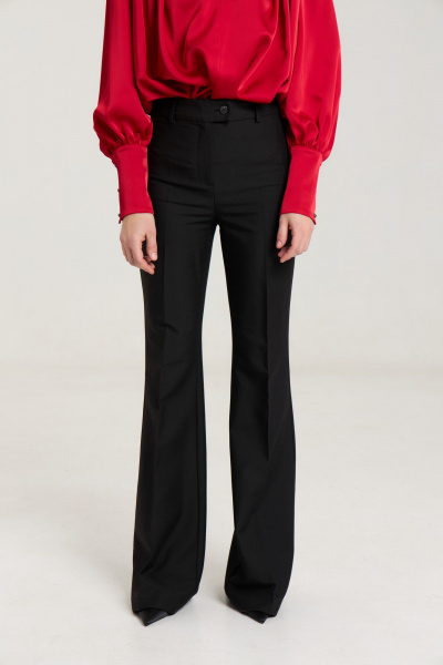 Черные широкие брюки с высокой посадкой и классическим кройом THE NAME 2272 - фото 4