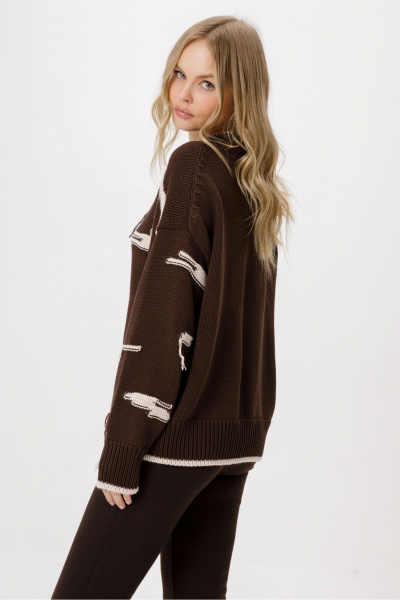 Джемпер PiRS 6375 коричневый_с_бежевым - фото 8