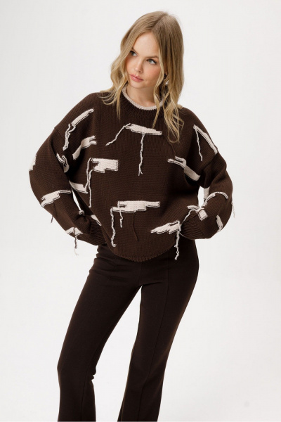 Джемпер PiRS 6375 коричневый_с_бежевым - фото 2