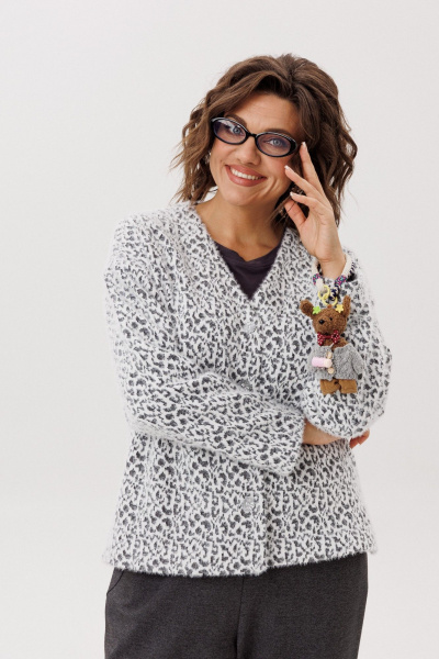 Жакет Anelli 1661 пушистый_лео - фото 4