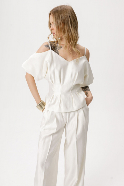 Блуза, брюки PiRS 6417 молочный - фото 4