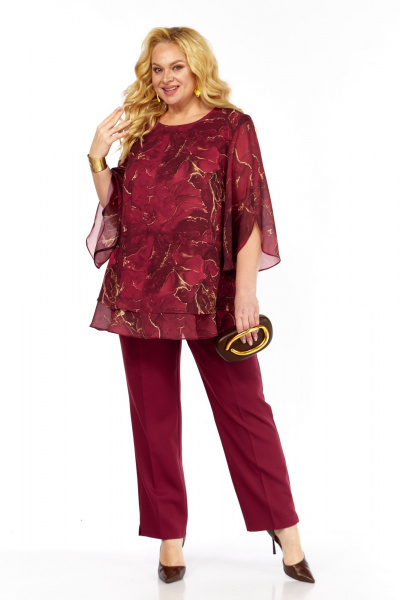 Блуза, брюки Элль-стиль 2213/10 винный - фото 14
