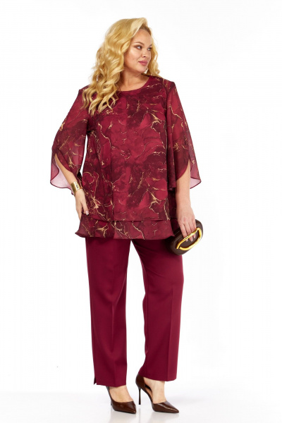 Блуза, брюки Элль-стиль 2213/10 винный - фото 13