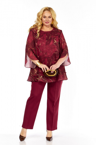 Блуза, брюки Элль-стиль 2213/10 винный - фото 11