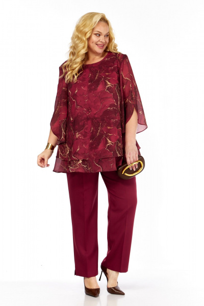 Блуза, брюки Элль-стиль 2213/10 винный - фото 8