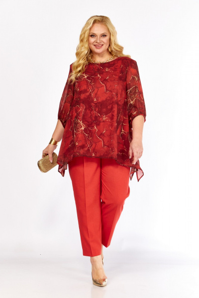 Блуза, брюки Элль-стиль 2263/13 красный - фото 5