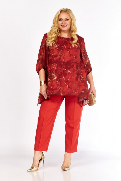 Блуза, брюки Элль-стиль 2263/13 красный - фото 2