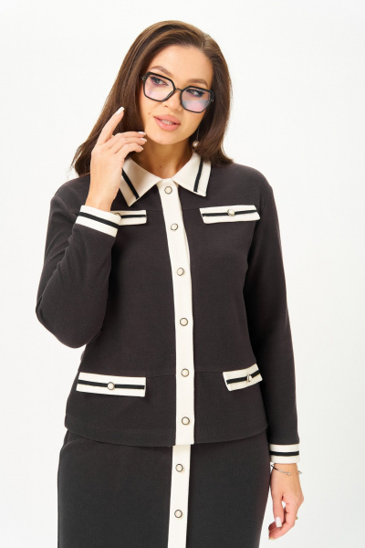 Жакет, юбка БагираАнТа 1088 графит-молоко - фото 5