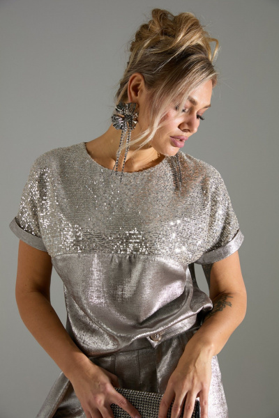 Блуза, брюки LM К180143 бежевый_шиммер - фото 6