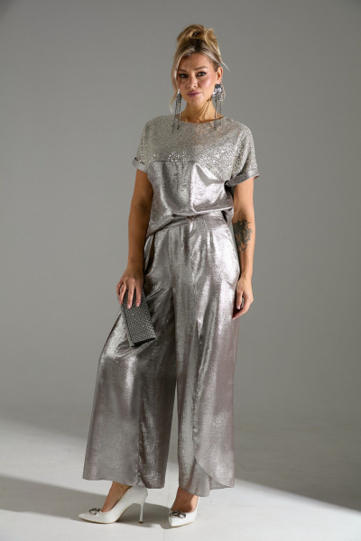 Блуза, брюки LM К180143 бежевый_шиммер - фото 1