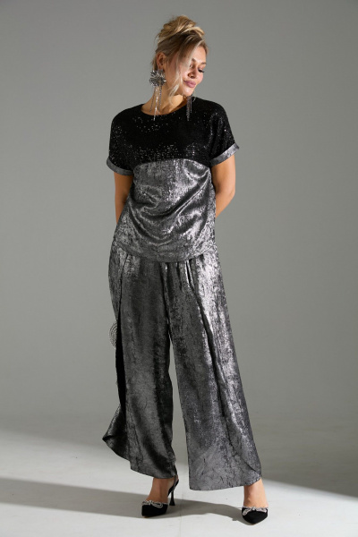 Блуза, брюки LM К180143 серый_шиммер - фото 5