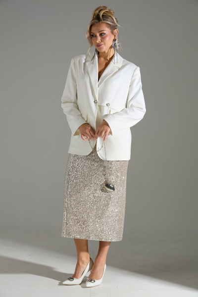 Жакет, юбка LM К4243 белое_золото - фото 4