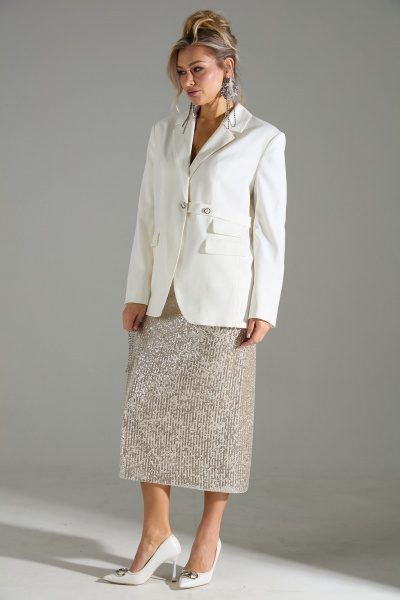 Жакет, юбка LM К4243 белое_золото - фото 3
