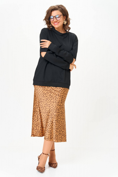 Джемпер, юбка Anastasia 1311 черный+принт - фото 4