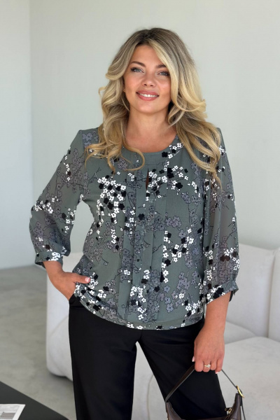 Блуза LindaLux 217 серая_ветка - фото 3