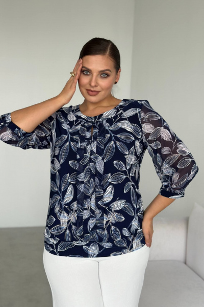 Блуза LindaLux 217 синие_лилии - фото 1