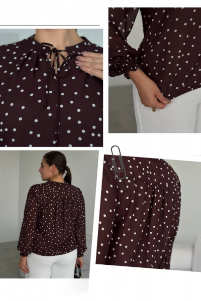 Блуза LindaLux 812 горошек_коричневый - фото 6