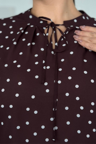 Блуза LindaLux 812 горошек_коричневый - фото 4