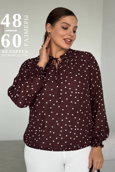 Блуза LindaLux 812 горошек_коричневый - фото 2