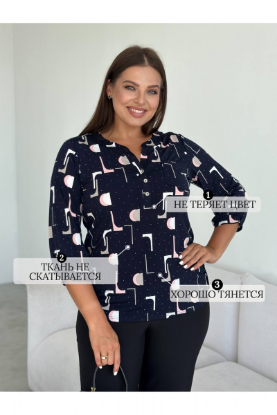 Блуза LindaLux 1-590 синяягео - фото 6