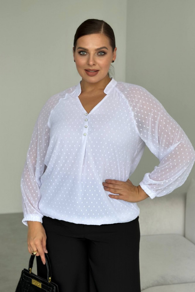 Блуза LindaLux 1-594 белая(пуговки) - фото 4