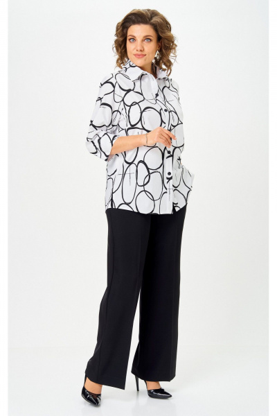 Блуза, брюки БелЭльСтиль 877-3_26_22+601-2_88_22 бело-черный - фото 5