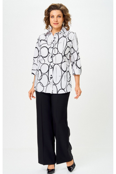 Блуза, брюки БелЭльСтиль 877-3_26_22+601-2_88_22 бело-черный - фото 3