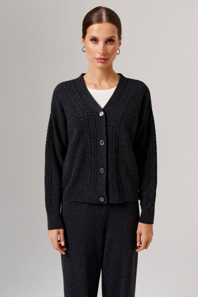 Кардиган Nelva 1908 темно-серый меланж - фото 1