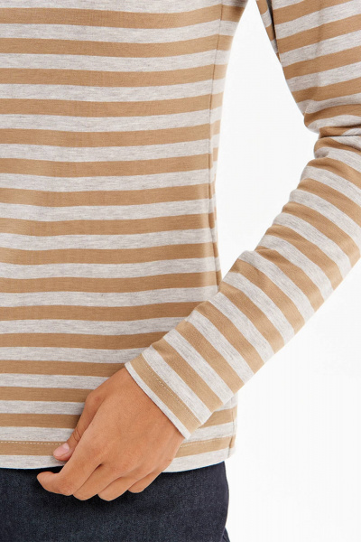 Лонгслив Nelva 23529 серо-бежевый полоска - фото 3