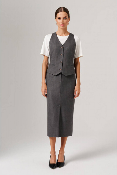 Юбка Nelva 4863 темно-серый полоска - фото 1