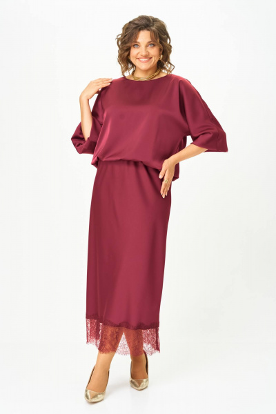 Блуза, юбка Karina deLux M-1410 бордо - фото 2