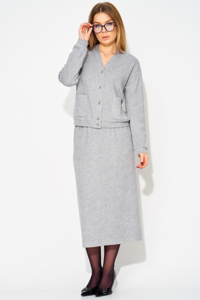 Джемпер, юбка Laikony L-283 серый - фото 3