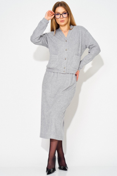 Джемпер, юбка Laikony L-283 серый - фото 1