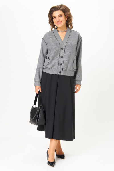 Бомбер, юбка Aira Style 24131 серый-черный - фото 12