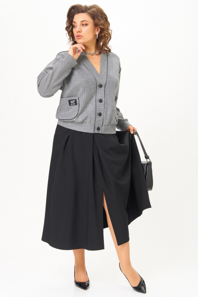 Бомбер, юбка Aira Style 24131 серый-черный - фото 10