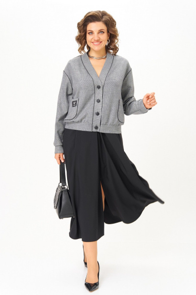 Бомбер, юбка Aira Style 24131 серый-черный - фото 9