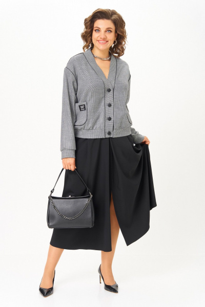 Бомбер, юбка Aira Style 24131 серый-черный - фото 7