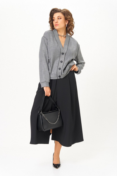 Бомбер, юбка Aira Style 24131 серый-черный - фото 3