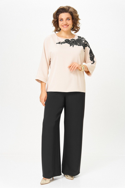 Блуза, брюки Rumoda 2278_дл_бежевый-черный - фото 5
