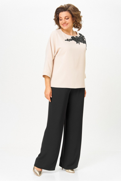Блуза, брюки Rumoda 2278_дл_бежевый-черный - фото 3