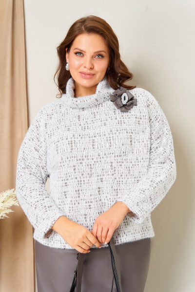 Джемпер, юбка VOLNA 1447 бежево-белый - фото 4