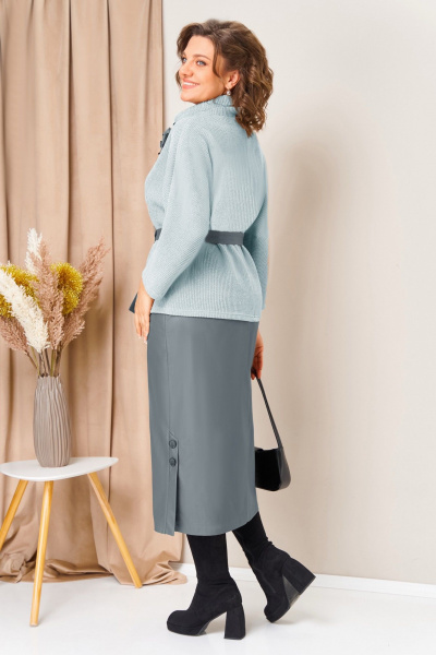 Джемпер, юбка VOLNA 1447 светло-голубой_серый - фото 5